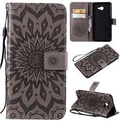 Embossing Sunflower Leather Wallet Case for Samsung Galaxy J4 Core - Gray
