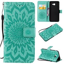 Embossing Sunflower Leather Wallet Case for Samsung Galaxy J4 Core - Green