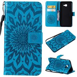Embossing Sunflower Leather Wallet Case for Samsung Galaxy J4 Core - Blue