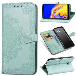 Embossing Imprint Mandala Flower Leather Wallet Case for Samsung Galaxy J4 Core - Green