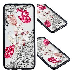 Tulip Lace Diamond Flower Soft TPU Back Cover for Samsung Galaxy J4 Plus(6.0 inch)