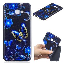 Phnom Penh Butterfly 3D Embossed Relief Black TPU Cell Phone Back Cover for Samsung Galaxy J4 Plus(6.0 inch)