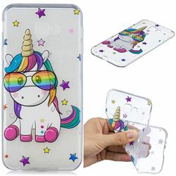 Glasses Unicorn Clear Varnish Soft Phone Back Cover for Samsung Galaxy J4 Plus(6.0 inch)