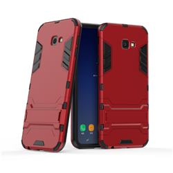 Armor Premium Tactical Grip Kickstand Shockproof Dual Layer Rugged Hard Cover for Samsung Galaxy J4 Plus(6.0 inch) - Wine Red