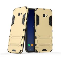 Armor Premium Tactical Grip Kickstand Shockproof Dual Layer Rugged Hard Cover for Samsung Galaxy J4 Plus(6.0 inch) - Golden