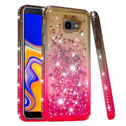 Diamond Frame Liquid Glitter Quicksand Sequins Phone Case for Samsung Galaxy J4 Plus(6.0 inch) - Gray Pink