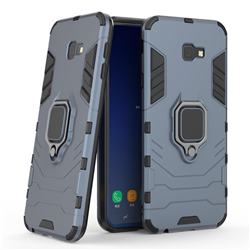 Black Panther Armor Metal Ring Grip Shockproof Dual Layer Rugged Hard Cover for Samsung Galaxy J4 Plus(6.0 inch) - Blue