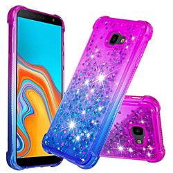 Rainbow Gradient Liquid Glitter Quicksand Sequins Phone Case for Samsung Galaxy J4 Plus(6.0 inch) - Purple Blue