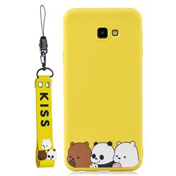 Yellow Bear Family Soft Kiss Candy Hand Strap Silicone Case for Samsung Galaxy J4 Plus(6.0 inch)
