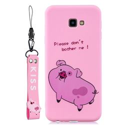 Pink Cute Pig Soft Kiss Candy Hand Strap Silicone Case for Samsung Galaxy J4 Plus(6.0 inch)