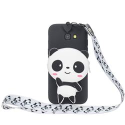 White Panda Neck Lanyard Zipper Wallet Silicone Case for Samsung Galaxy J4 Plus(6.0 inch)