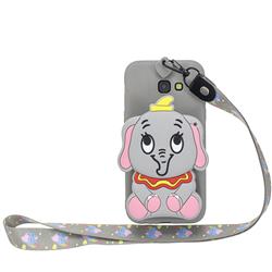 Gray Elephant Neck Lanyard Zipper Wallet Silicone Case for Samsung Galaxy J4 Plus(6.0 inch)