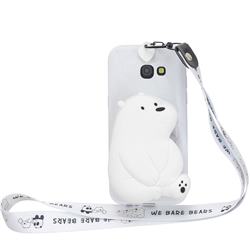 White Polar Bear Neck Lanyard Zipper Wallet Silicone Case for Samsung Galaxy J4 Plus(6.0 inch)