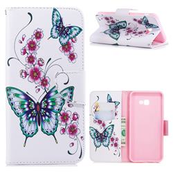 Peach Butterflies Leather Wallet Case for Samsung Galaxy J4 Plus(6.0 inch)