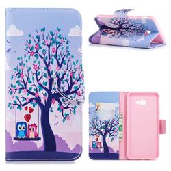 Tree and Owls Leather Wallet Case for Samsung Galaxy J4 Plus(6.0 inch)
