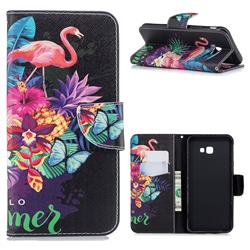 Flowers Flamingos Leather Wallet Case for Samsung Galaxy J4 Plus(6.0 inch)