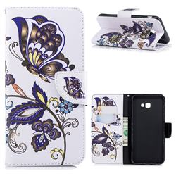 Butterflies and Flowers Leather Wallet Case for Samsung Galaxy J4 Plus(6.0 inch)