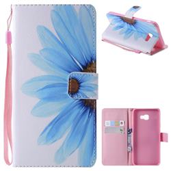 Blue Sunflower PU Leather Wallet Case for Samsung Galaxy J4 Plus(6.0 inch)