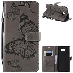 Embossing 3D Butterfly Leather Wallet Case for Samsung Galaxy J4 Plus(6.0 inch) - Gray