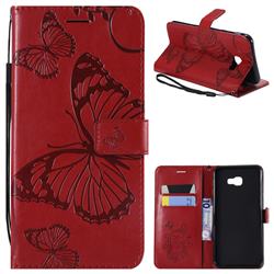 Embossing 3D Butterfly Leather Wallet Case for Samsung Galaxy J4 Plus(6.0 inch) - Red