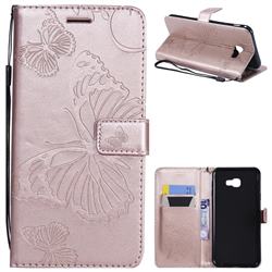 Embossing 3D Butterfly Leather Wallet Case for Samsung Galaxy J4 Plus(6.0 inch) - Rose Gold