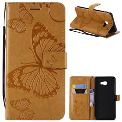 Embossing 3D Butterfly Leather Wallet Case for Samsung Galaxy J4 Plus(6.0 inch) - Yellow