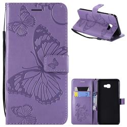 Embossing 3D Butterfly Leather Wallet Case for Samsung Galaxy J4 Plus(6.0 inch) - Purple