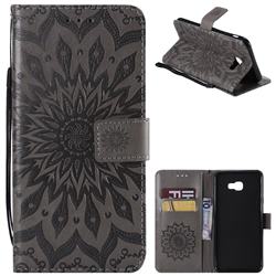 Embossing Sunflower Leather Wallet Case for Samsung Galaxy J4 Plus(6.0 inch) - Gray