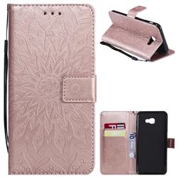 Embossing Sunflower Leather Wallet Case for Samsung Galaxy J4 Plus(6.0 inch) - Rose Gold