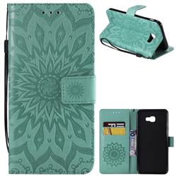 Embossing Sunflower Leather Wallet Case for Samsung Galaxy J4 Plus(6.0 inch) - Green