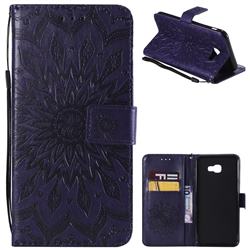 Embossing Sunflower Leather Wallet Case for Samsung Galaxy J4 Plus(6.0 inch) - Purple