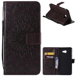 Embossing Sunflower Leather Wallet Case for Samsung Galaxy J4 Plus(6.0 inch) - Brown