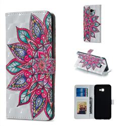 Mandara Flower 3D Painted Leather Phone Wallet Case for Samsung Galaxy J4 Plus(6.0 inch)