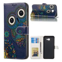 Folk Owl 3D Relief Oil PU Leather Wallet Case for Samsung Galaxy J4 Plus(6.0 inch)