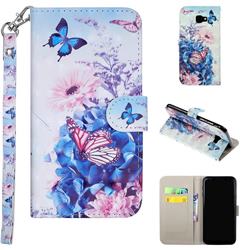 Pansy Butterfly 3D Painted Leather Phone Wallet Case Cover for Samsung Galaxy J4 Plus(6.0 inch)