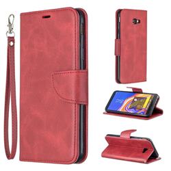 Classic Sheepskin PU Leather Phone Wallet Case for Samsung Galaxy J4 Plus(6.0 inch) - Red