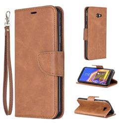 Classic Sheepskin PU Leather Phone Wallet Case for Samsung Galaxy J4 Plus(6.0 inch) - Brown