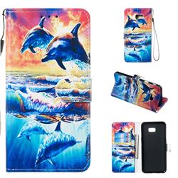 Couple Dolphin Smooth Leather Phone Wallet Case for Samsung Galaxy J4 Plus(6.0 inch)
