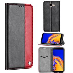 Classic Business Ultra Slim Magnetic Sucking Stitching Flip Cover for Samsung Galaxy J4 Plus(6.0 inch) - Red