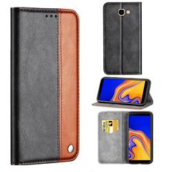 Classic Business Ultra Slim Magnetic Sucking Stitching Flip Cover for Samsung Galaxy J4 Plus(6.0 inch) - Brown