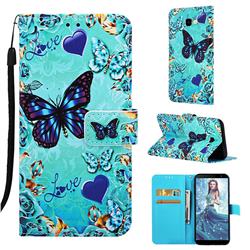 Love Butterfly Matte Leather Wallet Phone Case for Samsung Galaxy J4 Plus(6.0 inch)
