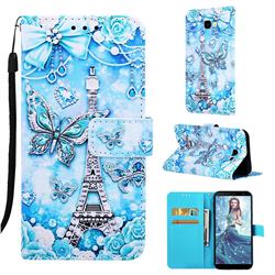 Tower Butterfly Matte Leather Wallet Phone Case for Samsung Galaxy J4 Plus(6.0 inch)