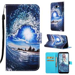 Waves and Sun Matte Leather Wallet Phone Case for Samsung Galaxy J4 Plus(6.0 inch)