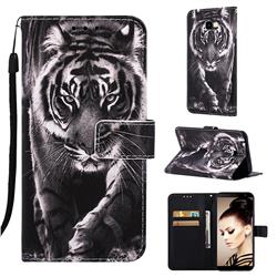 Black and White Tiger Matte Leather Wallet Phone Case for Samsung Galaxy J4 Plus(6.0 inch)