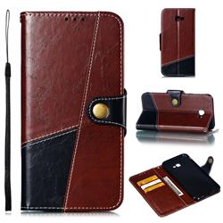 Retro Magnetic Stitching Wallet Flip Cover for Samsung Galaxy J4 Plus(6.0 inch) - Dark Red