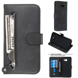 Retro Luxury Zipper Leather Phone Wallet Case for Samsung Galaxy J4 Plus(6.0 inch) - Black
