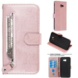 Retro Luxury Zipper Leather Phone Wallet Case for Samsung Galaxy J4 Plus(6.0 inch) - Pink