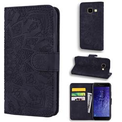 Retro Embossing Mandala Flower Leather Wallet Case for Samsung Galaxy J4 Plus(6.0 inch) - Black