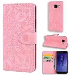 Retro Embossing Mandala Flower Leather Wallet Case for Samsung Galaxy J4 Plus(6.0 inch) - Pink