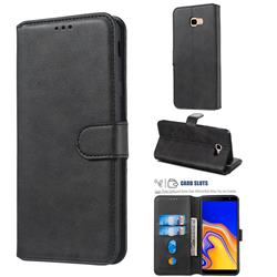 Retro Calf Matte Leather Wallet Phone Case for Samsung Galaxy J4 Plus(6.0 inch) - Black